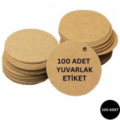 Kraft Ürün Fiyat Etiketi - Yuvarlak Tebrik, Hediye Etiketi - 100 Adet