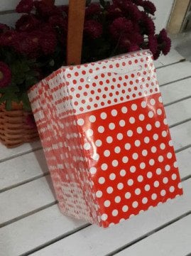 25 Li Kırmızı Puantiyeli Hediyelik Karton Poşet 11x17 Cm