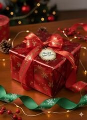 2,5 Cm (20 Mt.) Yılbaşı Happy New Year varaklı Saten Kurdele