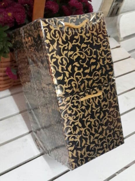 50 Li Karton Poşet Toptan 11x11 Cm ( Altın )