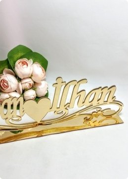 Desenli Pleksi Ayna İsimlik (Söz,Nişan,Nikah Masası)