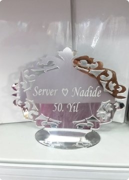 Desenli Pleksi Ayna İsimlik (Söz,Nişan,Nikah Masası)