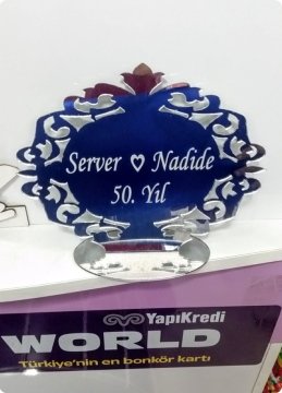 Desenli Pleksi Ayna İsimlik (Söz,Nişan,Nikah Masası)