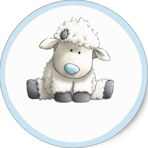 Kuzu Bebek Yuvarlak etiket 1 Sayfa (54Adet)