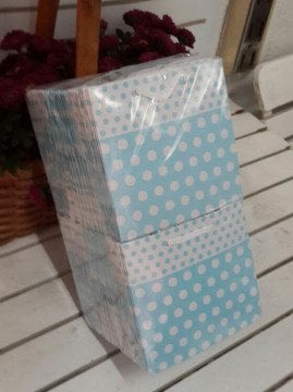 50 Li Mavi Puantiyeli Toptan Hediyelik Karton Çanta / Poşet 11x11 Cm