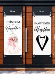 Gelin -Damat Kapı Süsü / Gelin Evine -Damat Evine Hoş Geldiniz 50×100 cm