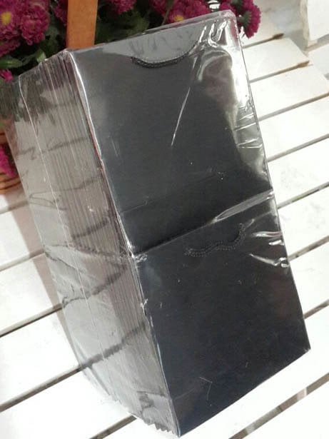 50 Li Siyah Toptan Hediyelik Karton Çanta 11x11 Cm