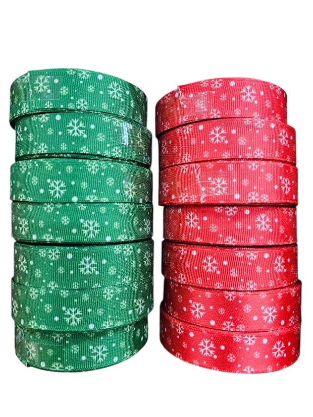 2 Cm (20 Mt.) Yılbaşı Kar Taneli  GROGREN Kurdele