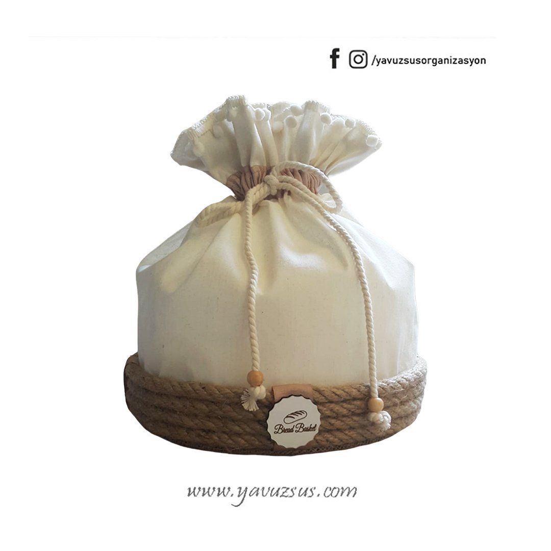 Ponpon Dekorlu Kraft Rengi Ekmek Sepeti(Ekmeklik) 1 TANE