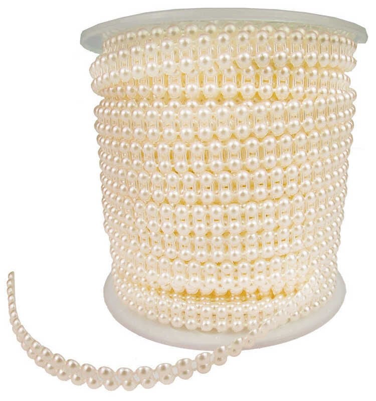 İNCİ ÇİFTLİ İPE DİZİLİ KREM 4mm P25Yard-60