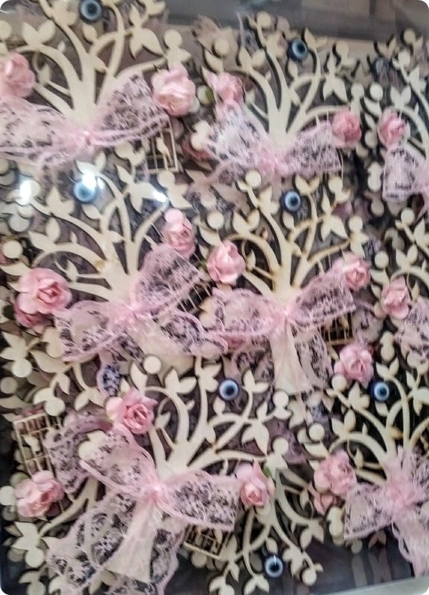 Ahşap Ağaçlı Süslü  Magnet (Söz, Nişan, Nikah, Şekeri)