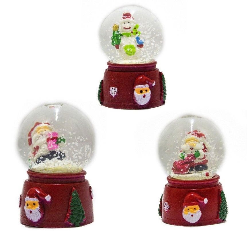 Işıklı Küçük Noelbaba Cam Küre (Kar Küresi) 7,5cm
