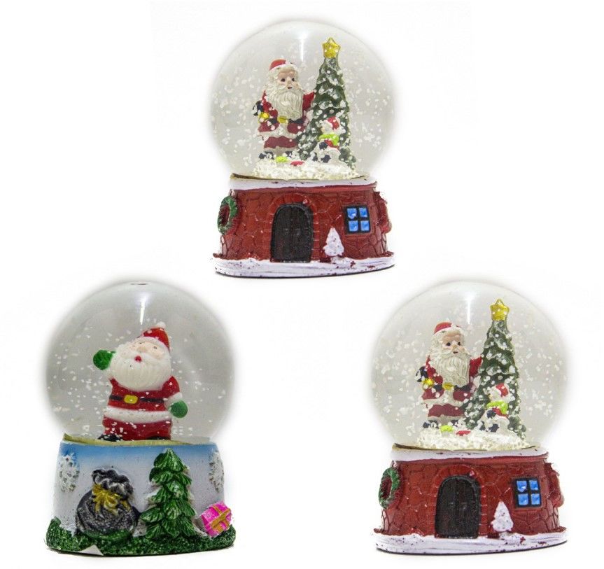 Işıklı Küçük Noelbaba Cam Küre (Kar Küresi) 7,5cm