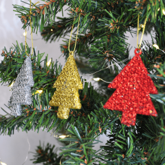 3 Lü Yılbaşı Ağaç Süsü Simli Çam