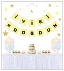FLAMA İYİKİ DOĞDUN MAKARON VANİLYA SARI PK:1
