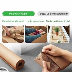Kraft Rulo Ambalaj Kağıdı, Çeyiz, Hediye Paketleme, Çiçek Buket, DIY Kağıdı, 80 gr - 50cm x 50m
