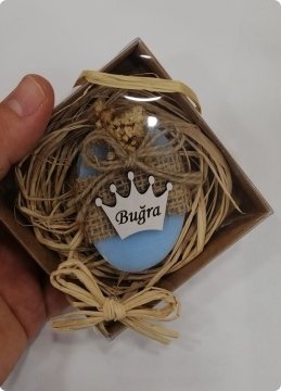 20 Adet Süslü Çiçekli Kutuda Sabun Bebek Şekeri hediyelik Mavi