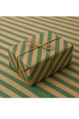 10 lu Kraft Yeşil (Verev çizgili) Ambalaj Hediye Paketi / Buket Kağıdı