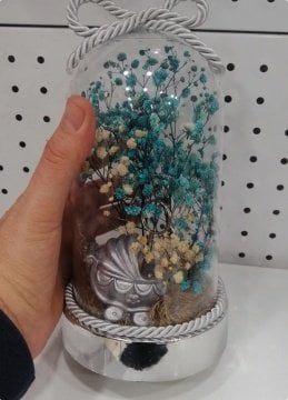 Bebek Arabası Notluklu Cipsolu Fanus (32x12cm) GUMUS