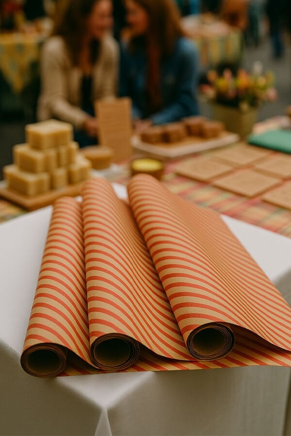 10 lu Kraft Kırmızı (Verev çizgili) Ambalaj Hediye Pakedi / Buket Kağıdı