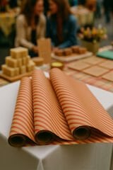 10 lu Kraft Kırmızı (Verev çizgili) Ambalaj Hediye Pakedi / Buket Kağıdı