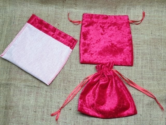 20x20 cm Telalı Kırmızı Kadife kese