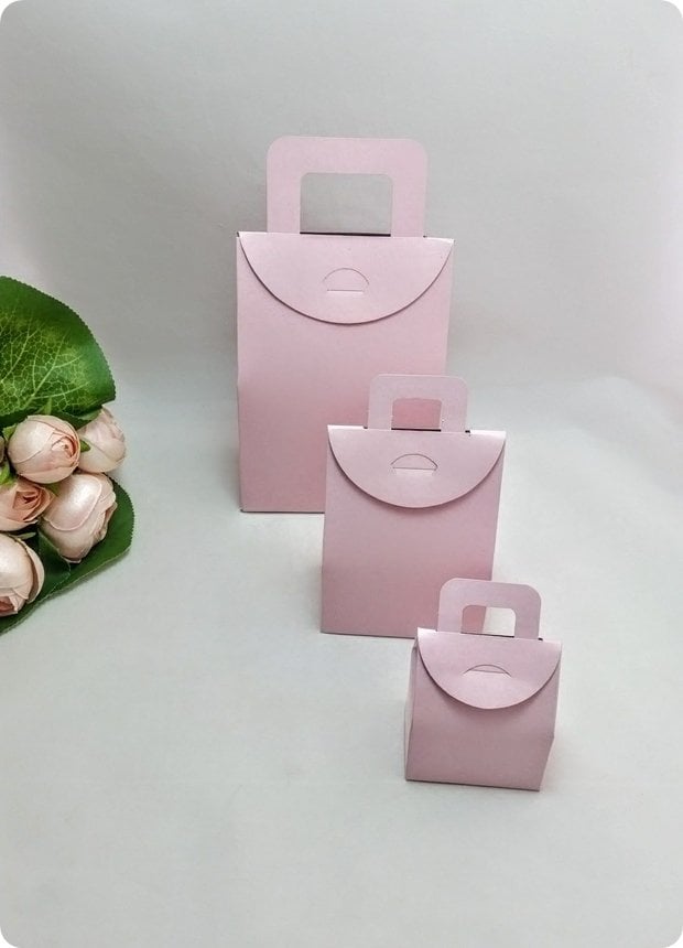 50 Li Selefonlu Karton Mini Bebek Şekeri Çanta (Pembe)