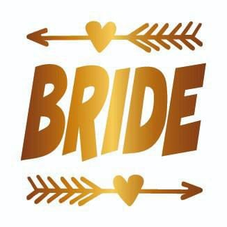 Bekarlığa Veda Partisi Kalpli Ok Bride Dövmesi Altın Renk