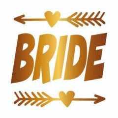 Bekarlığa Veda Partisi Kalpli Ok Bride Dövmesi Altın Renk