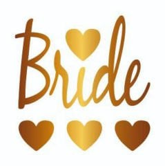 Bekarlığa Veda Partisi Kalpli Bride Dövmesi Altın Renk