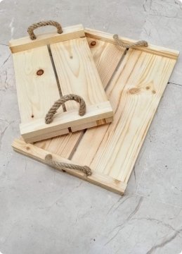 Küçük kulplu ahşap tepsi (20x30cm)