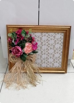 Süslü Dantelli Ahşap Çerçeve Kapı süsü / sepet / yastık KAPI SUSU PEMBE