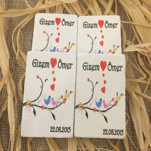 Doğal Taş Baskı Magnet Söz,Nişan,Kına,Nikah Kınahediyelik