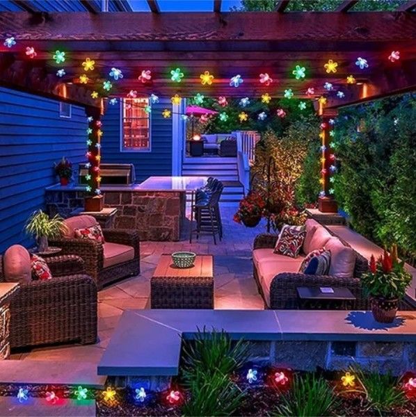 Solar 5 mt 50 Led Papatya RGB 8 Fonksiyonlu