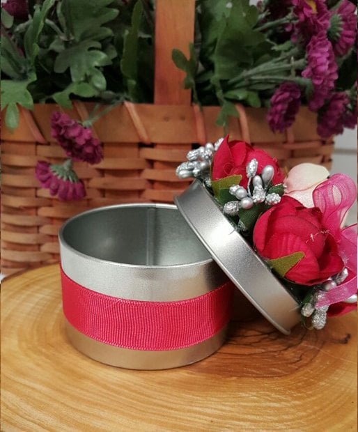 Süslü , Metal Teneke Kutu Lokumluk  1 Ad./Paket
