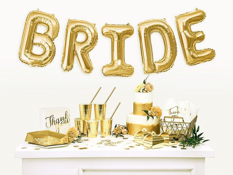 Bride Yazılı Bekarlığa Veda Partisi Folyo Balonu Altın Renk 100 cm