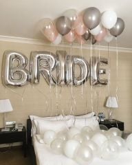 Bride Yazılı Bekarlığa Veda Partisi Folyo Balonu Gümüş Renk 100 cm