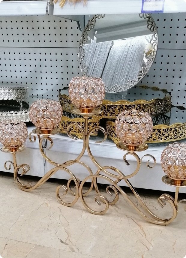 Yanlamasına uzun kristal kafalı şamdan (67*38cm)