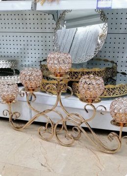 Yanlamasına uzun kristal kafalı şamdan (67*38cm)
