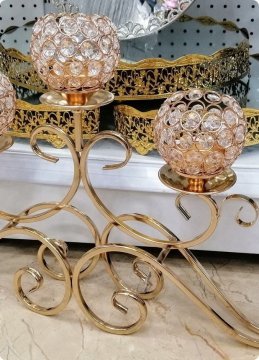 Yanlamasına uzun kristal kafalı şamdan (67*38cm)