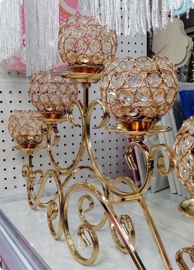 Yanlamasına uzun kristal kafalı şamdan (67*38cm)