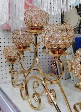 Yanlamasına uzun kristal kafalı şamdan (67*38cm)