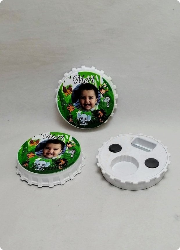 7.7 Cm Büyük Yuvarlak Resimli Mıknatıslı Açacak