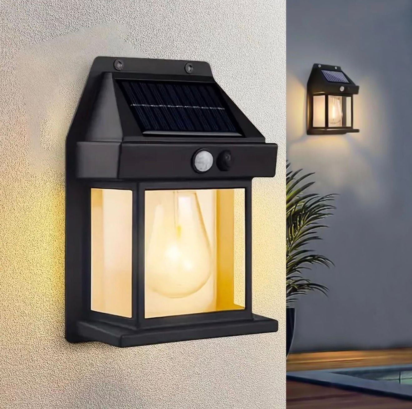 Güneş Enerjili Solar Duvar Lambası Rustik Ampul-Gün Işığı MZ-800
