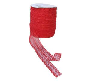 KURDELA ÇİFT DANTELLİ 2 KATLI KIRMIZI 100Yrd.P1-50