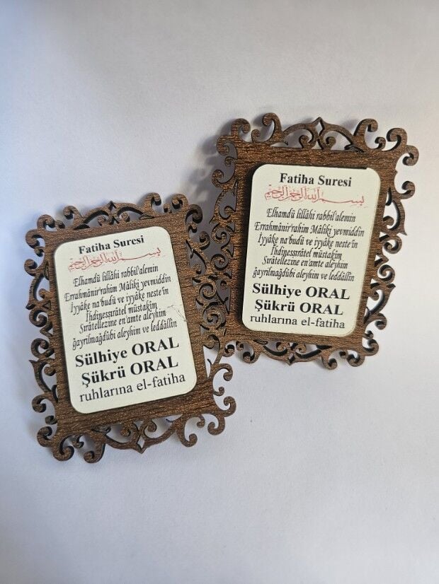 İsme Özel Çift Kat Ahşap Fatiha Ayet Baskılı Süs