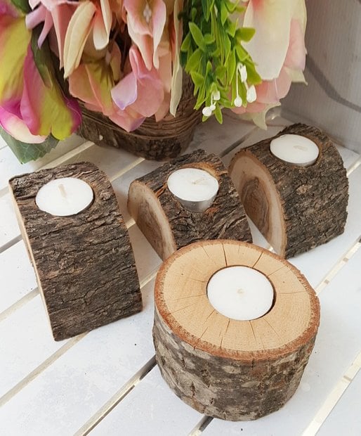 Ahşap,Ağaç Kütük Mum 1 Ad./Paket