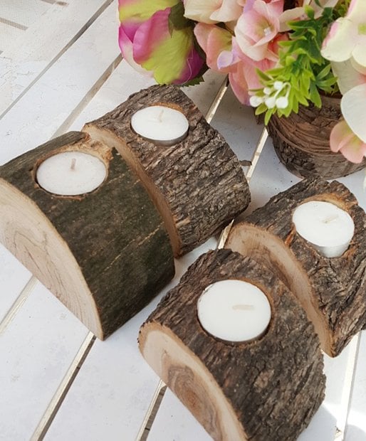 Ahşap,Ağaç Kütük Mum 1 Ad./Paket