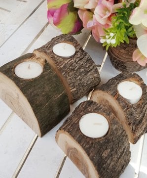 Ahşap,Ağaç Kütük Mum 1 Ad./Paket
