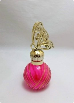 12 li 3 Boyutlu Pvc Kelebek Tepelikli Yaldızlı Diva Top Cam Kolonya Şişesi
